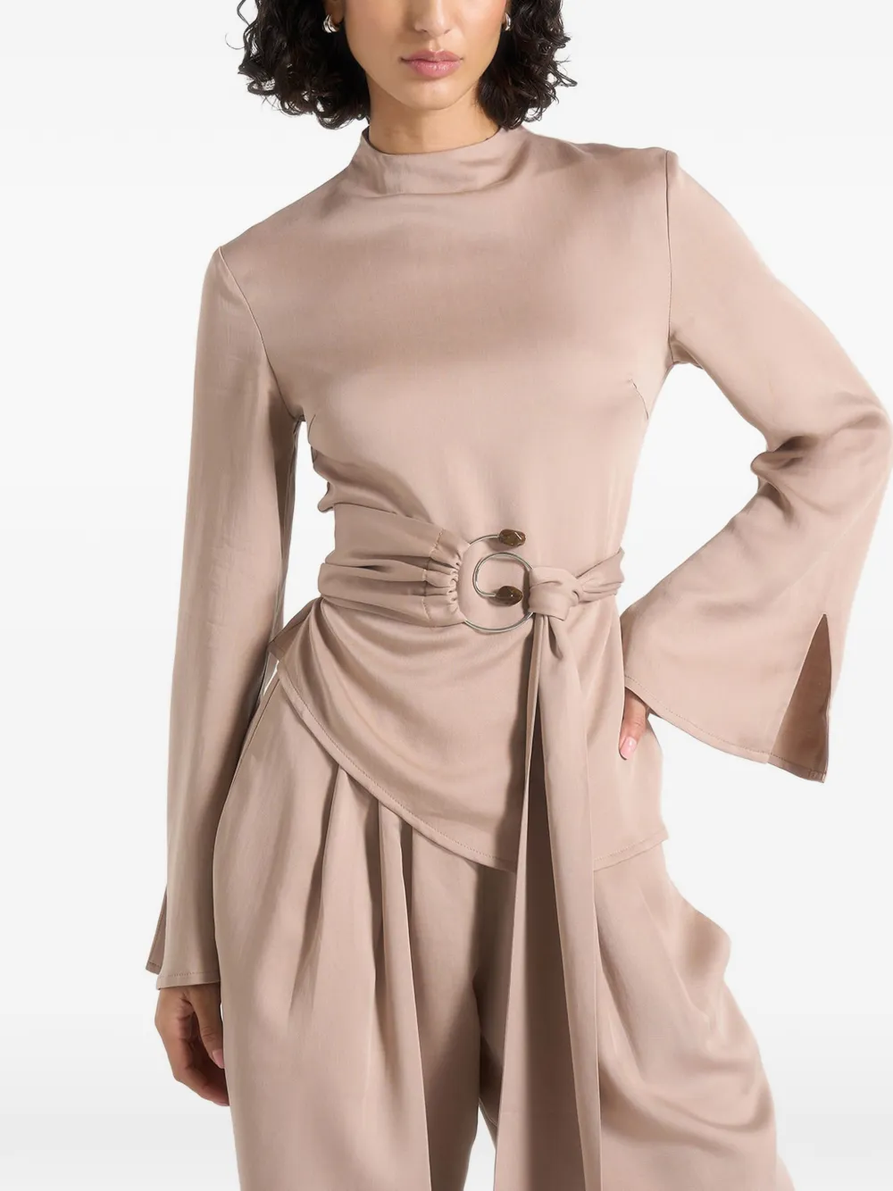 Manière De Voir Aurore jumpsuit met plooien Beige