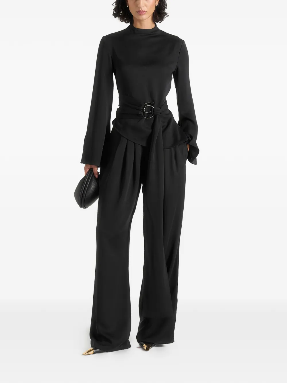 Manière De Voir Aurore jumpsuit met geplooide pijpen Zwart