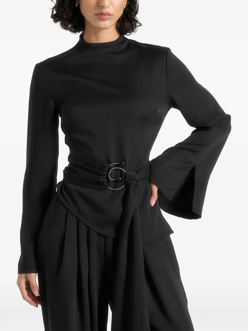 Manière De Voir Aurore jumpsuit met geplooide pijpen Zwart