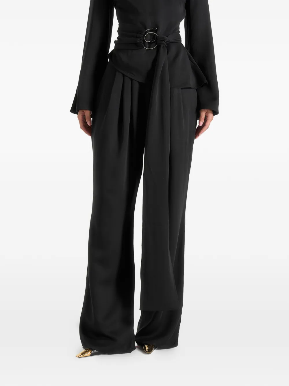 Manière De Voir Aurore jumpsuit met geplooide pijpen Zwart