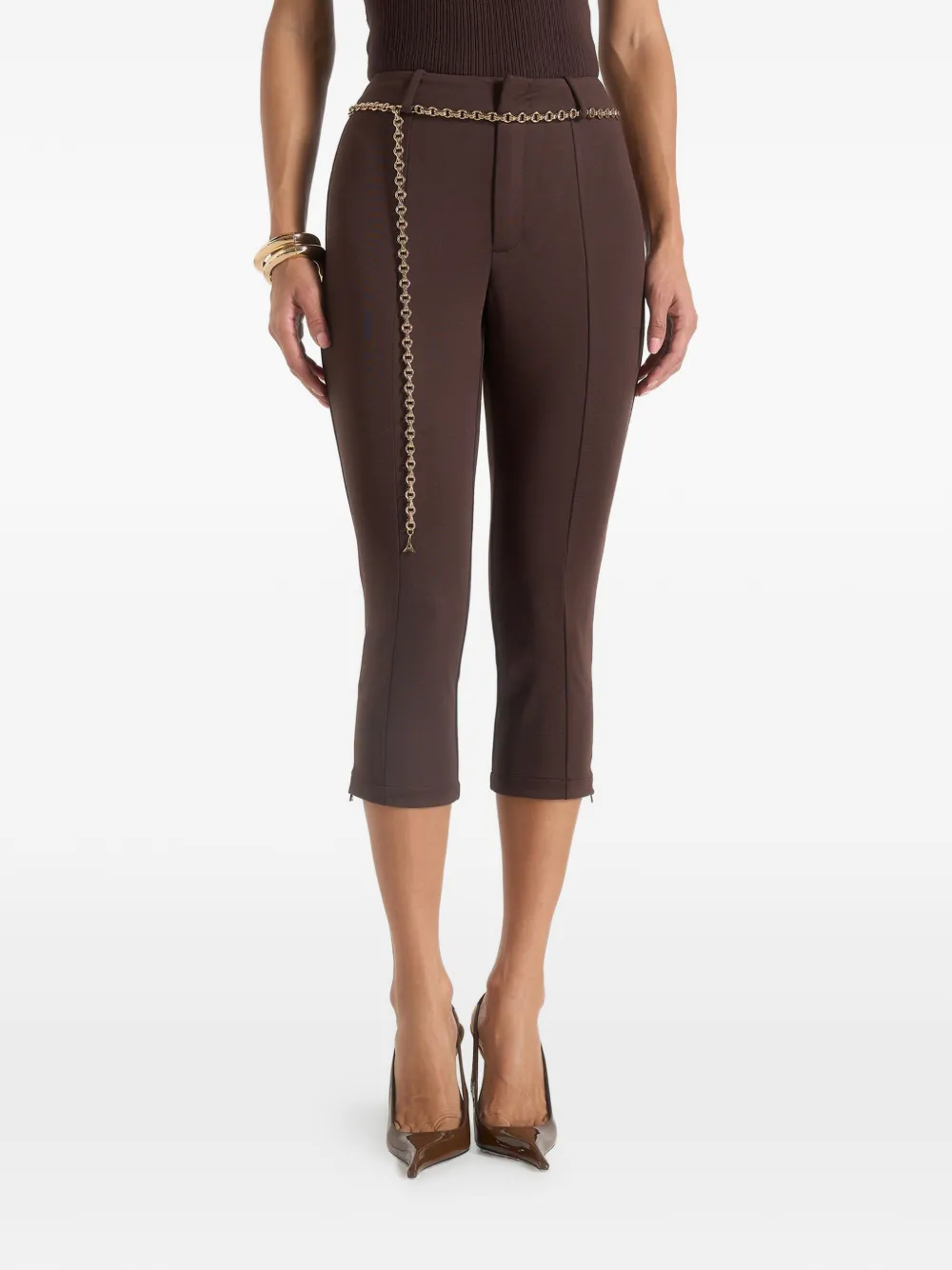 Manière De Voir Una belted zip-cuff capri trousers - Marrone