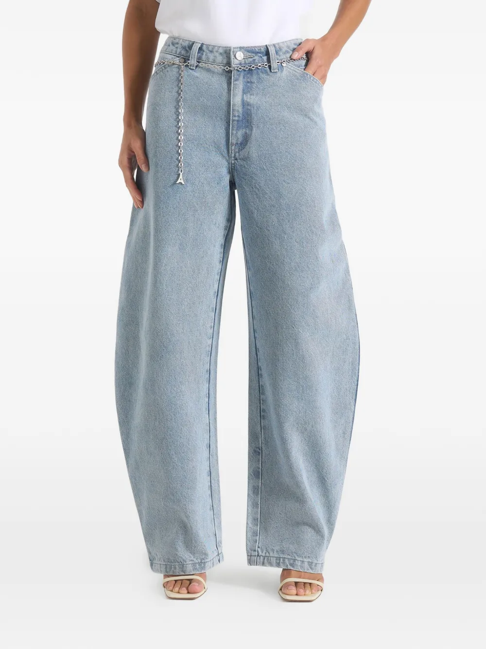 Manière De Voir Enora barrel-leg chain-belt jeans - Blu