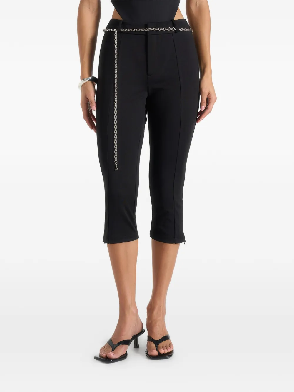 Manière De Voir Una chain-belt capri trousers - Nero