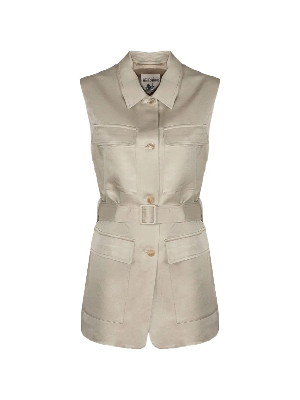 Semicouture belted button-up waistcoat - Neutrals