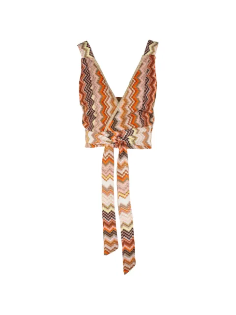 PHO FIRENZE zigzag-pattern self-tie tank top
