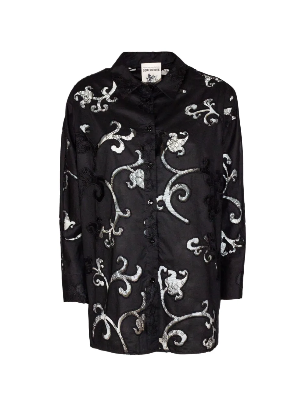 Semicouture embroidered poplin shirt - Nero