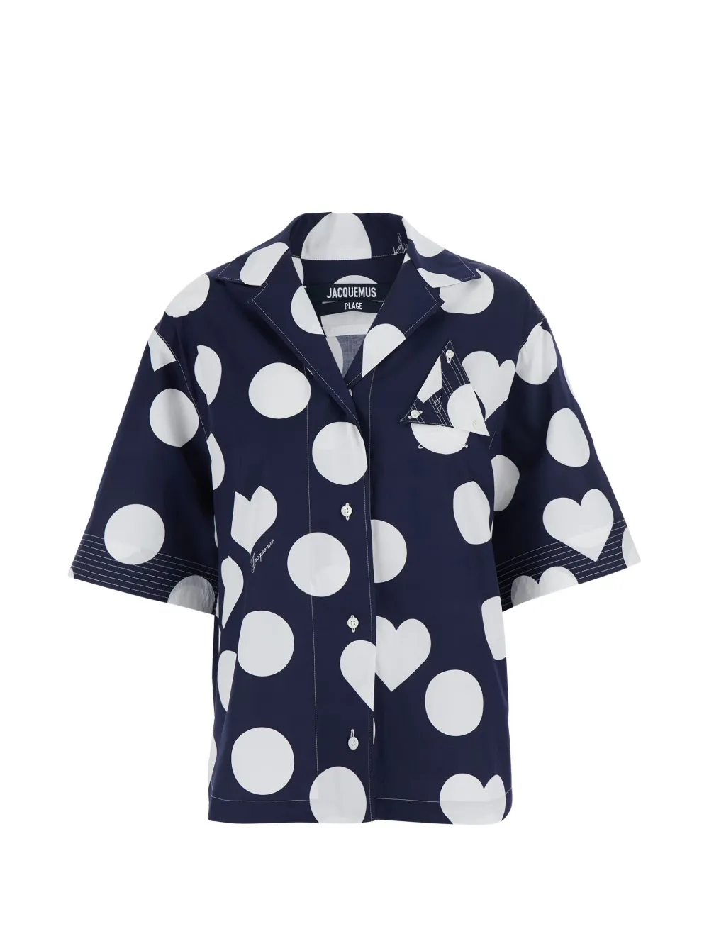 Jacquemus polka-dot heart-print shirt - Blue
