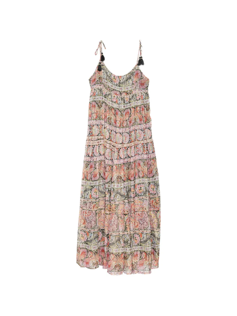 Rixo paisley-print tiered dress - Nero