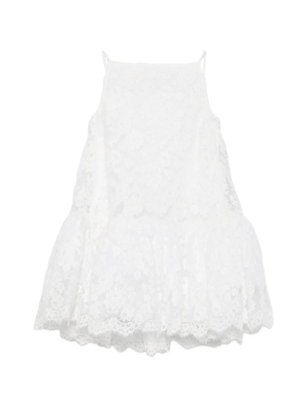 Givenchy lace-overlay tiered mini dress - White