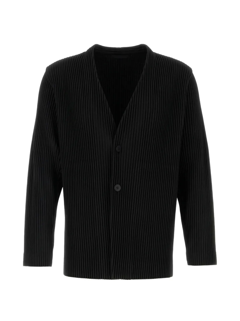 Issey Miyake pleated V-neck jacket - Nero