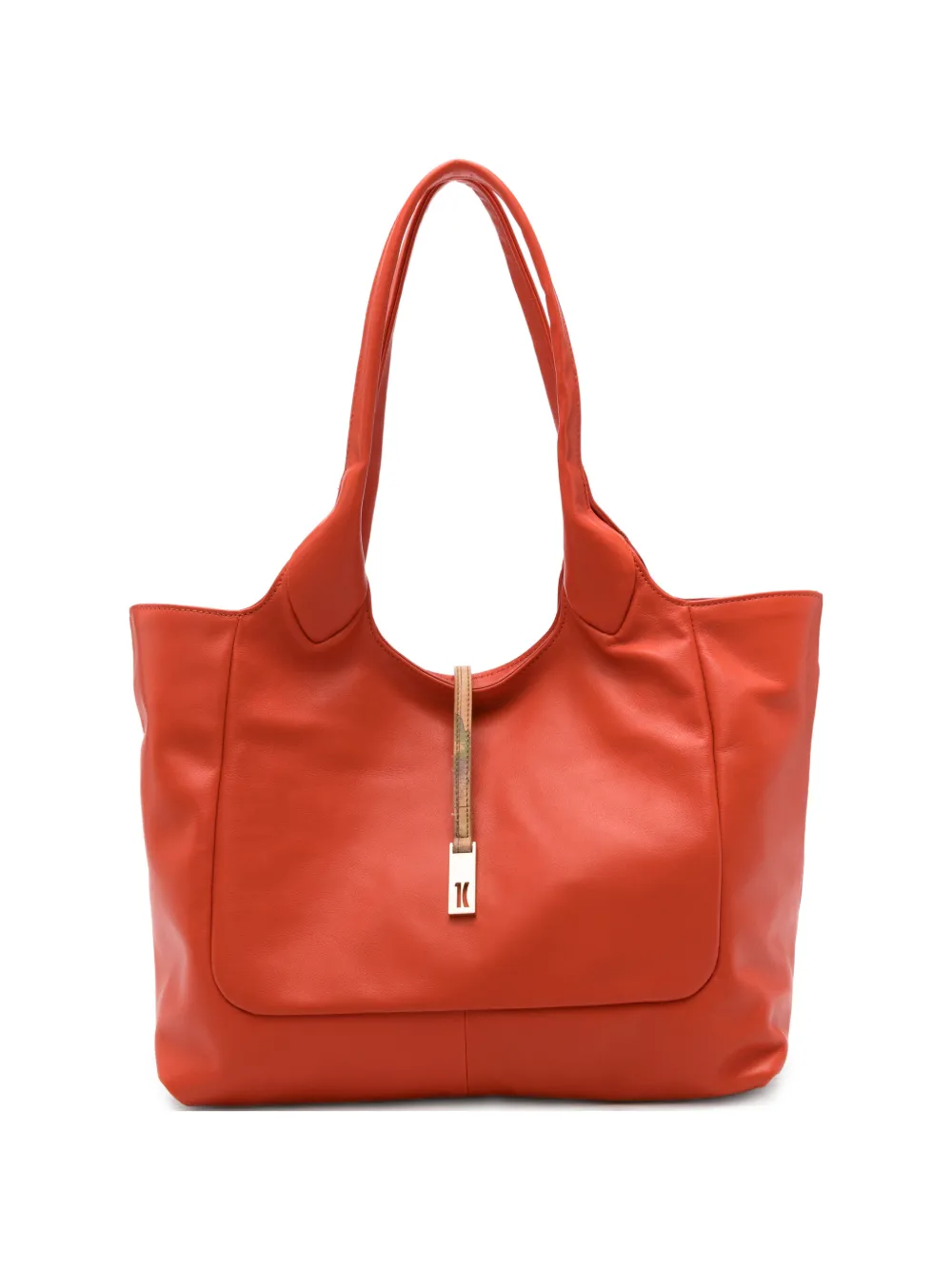 ALVIERO MARTINI 1° CLASSE Talisman logo-plaque leather shoulder bag - Arancione