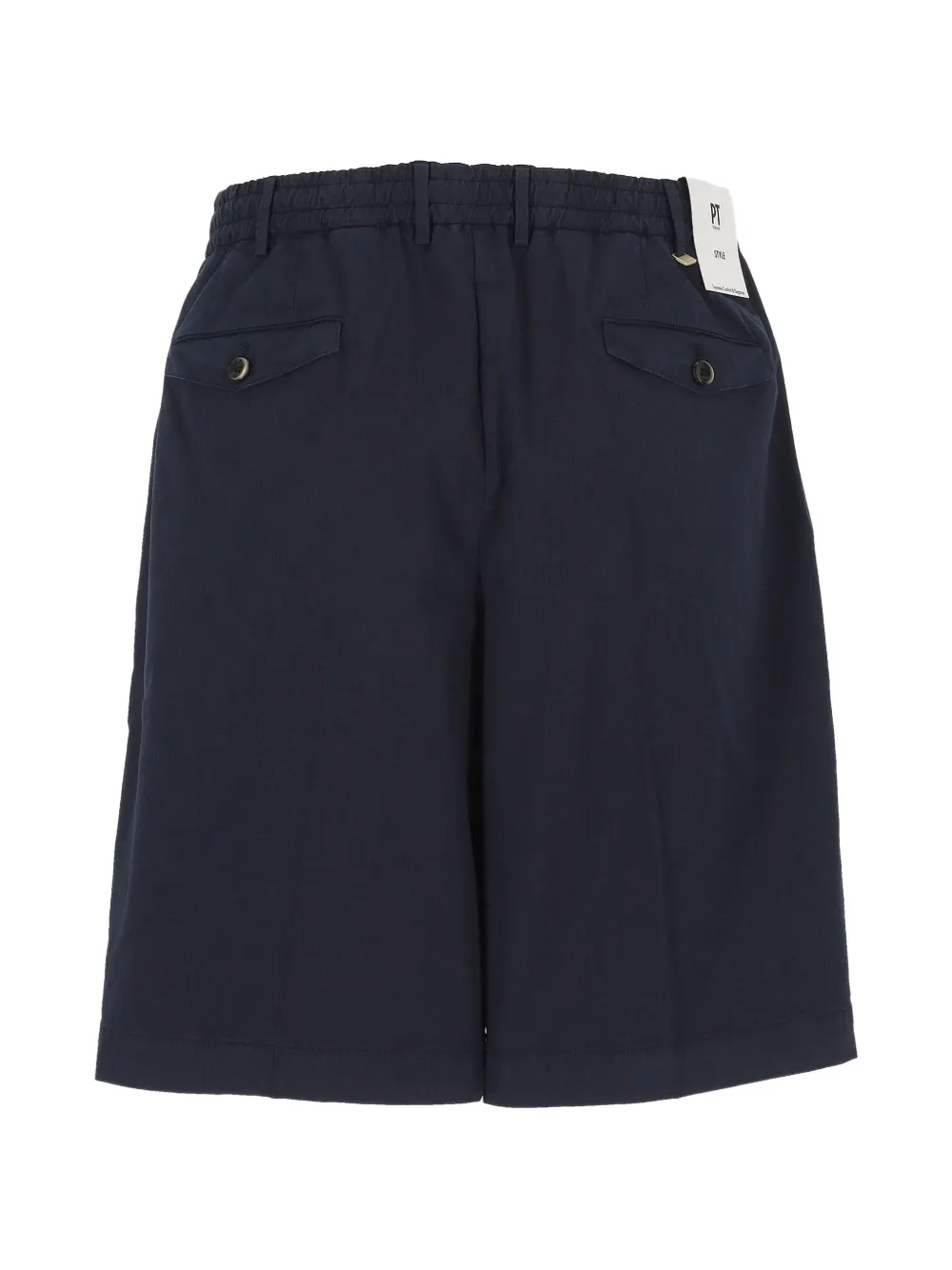 PT Torino Pleated Elasticated-waist Shorts in Blue, view 2