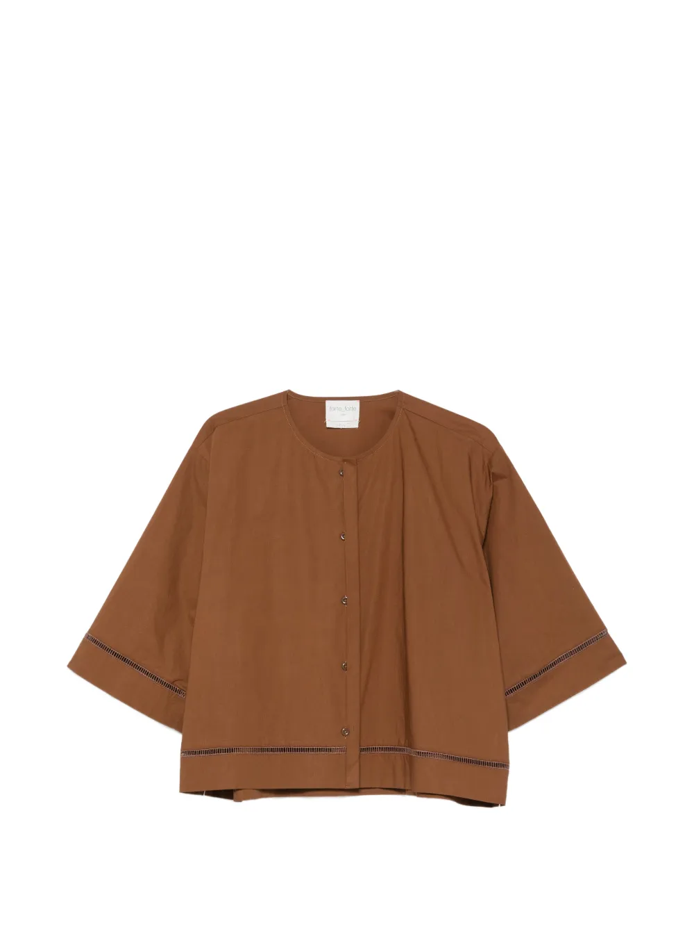 Forte Forte faggoting-trim wide-sleeve shirt - Marrone