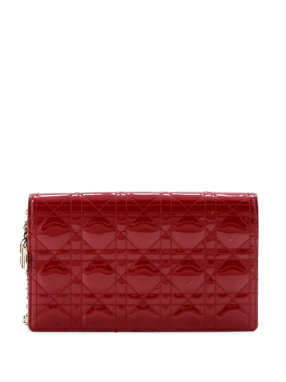 Christian Dior Pre-Owned Lady Dior Chain Pouch Cannage Quilt Patent crossbody bag - Rosso