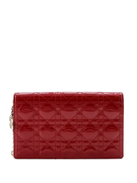 Christian Dior Pre-Owned Lady Dior Chain Pouch Cannage Quilt Patent crossbody bag