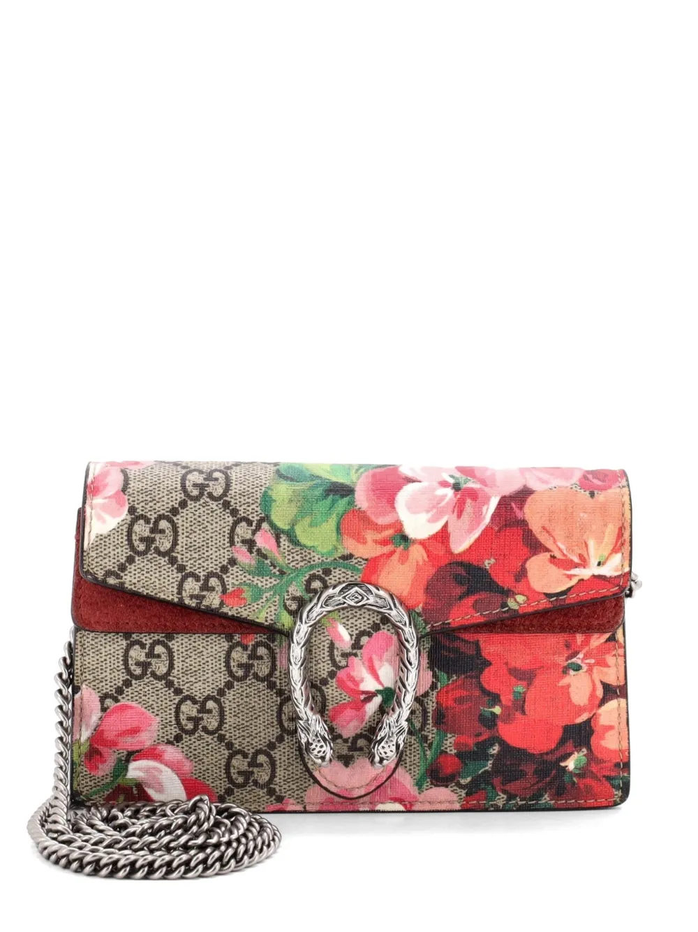 Gucci Pre-Owned Dionysus Bag Blooms Print GG Coated Canvas Super Mini crossbody bag - Marrone