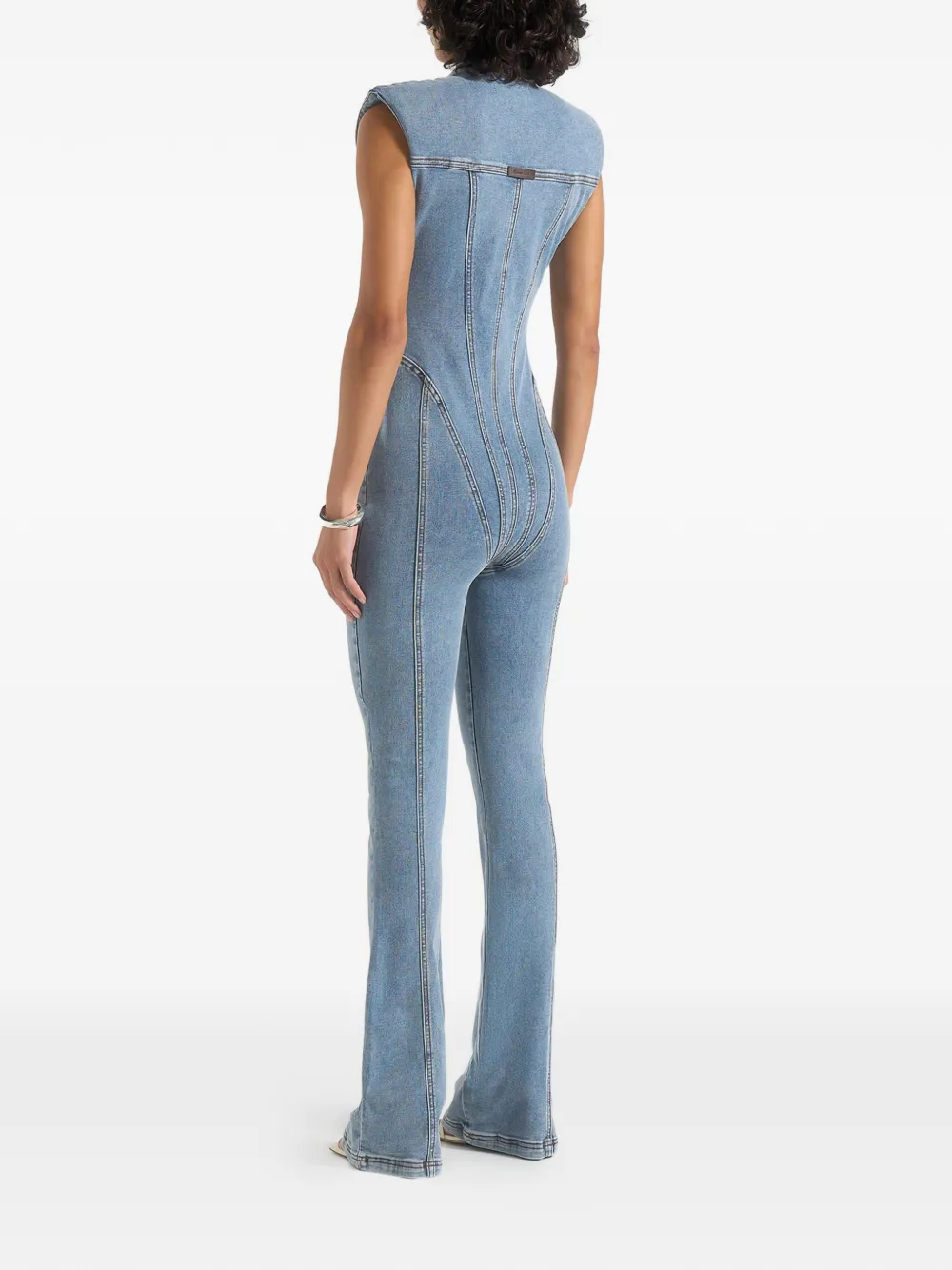 Manière De Voir Annette flared denim jumpsuit Blauw