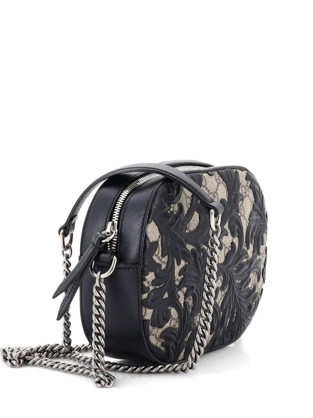 Gucci Pre-Owned Chain Arabesque GG Coated Canvas with Leather Mini crossbody bag - Nero