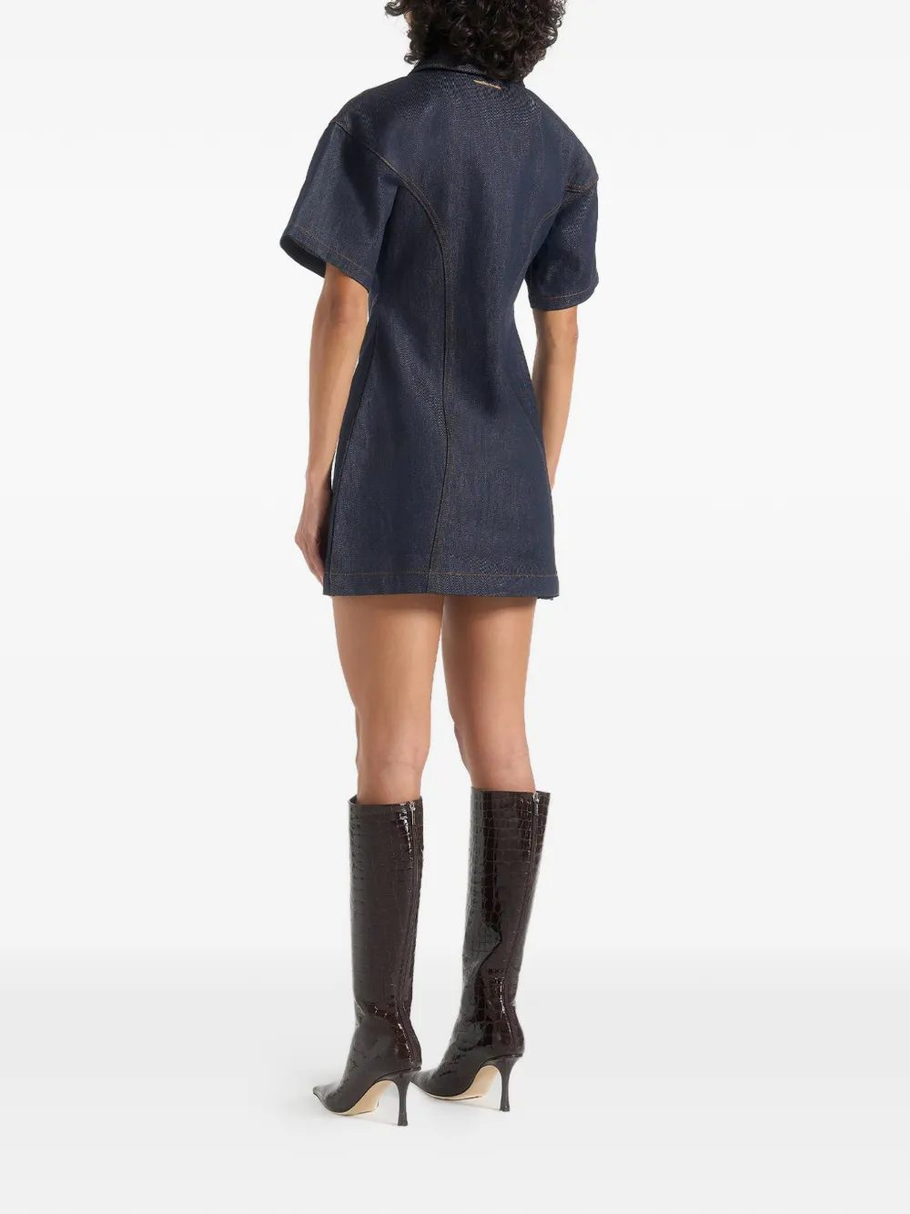 Manière De Voir Mathilde indigo denim korsetjurk met contraststiksel Blauw