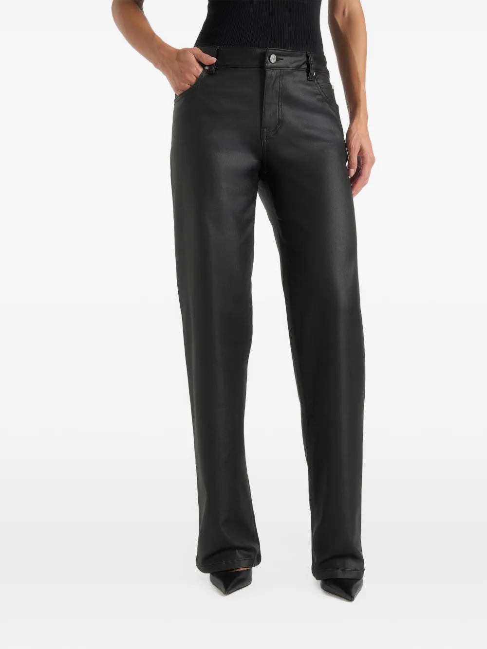 Manière De Voir Florence jeans met wax-effect Zwart