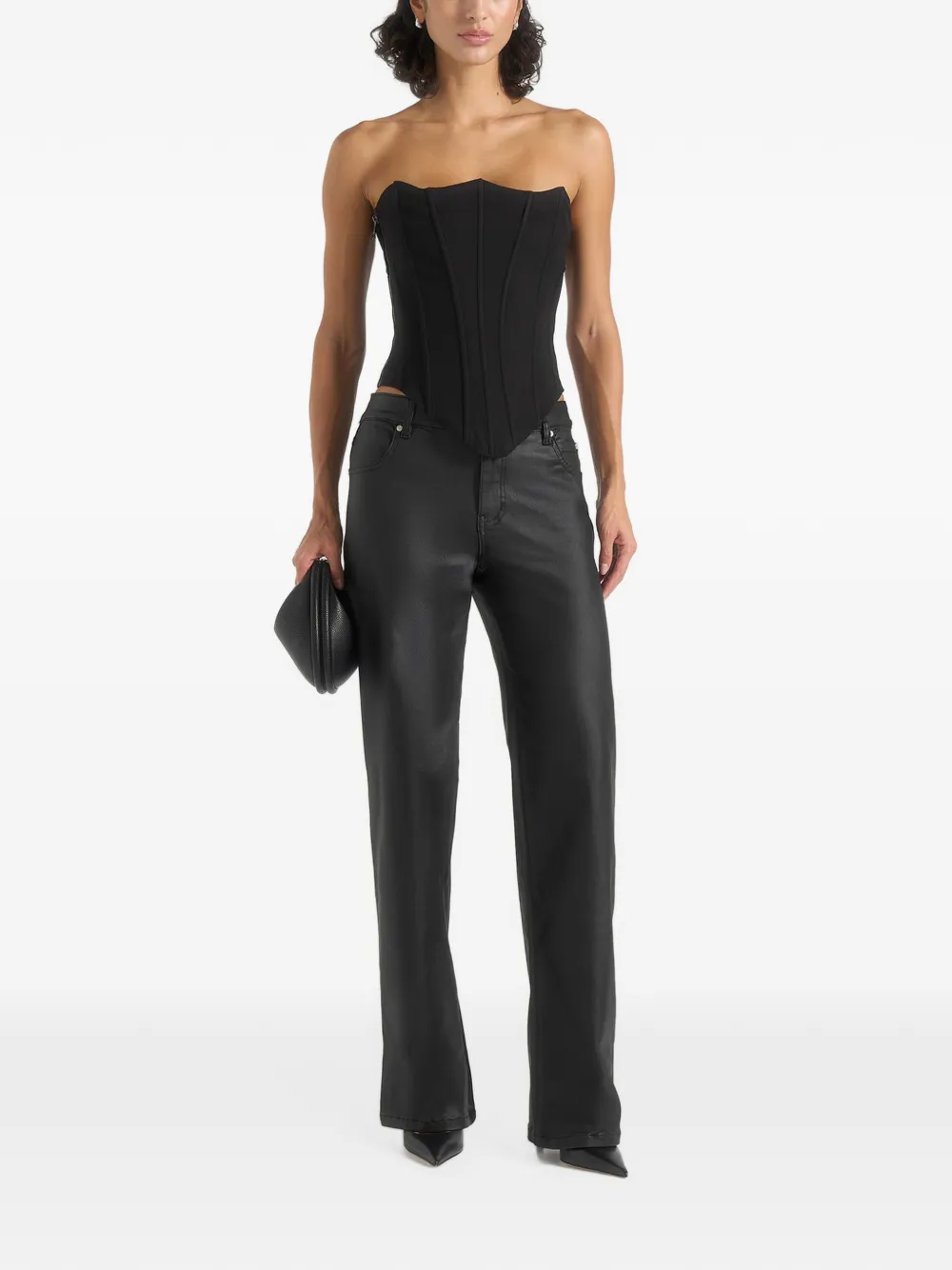 Manière De Voir Florence jeans met wax-effect Zwart