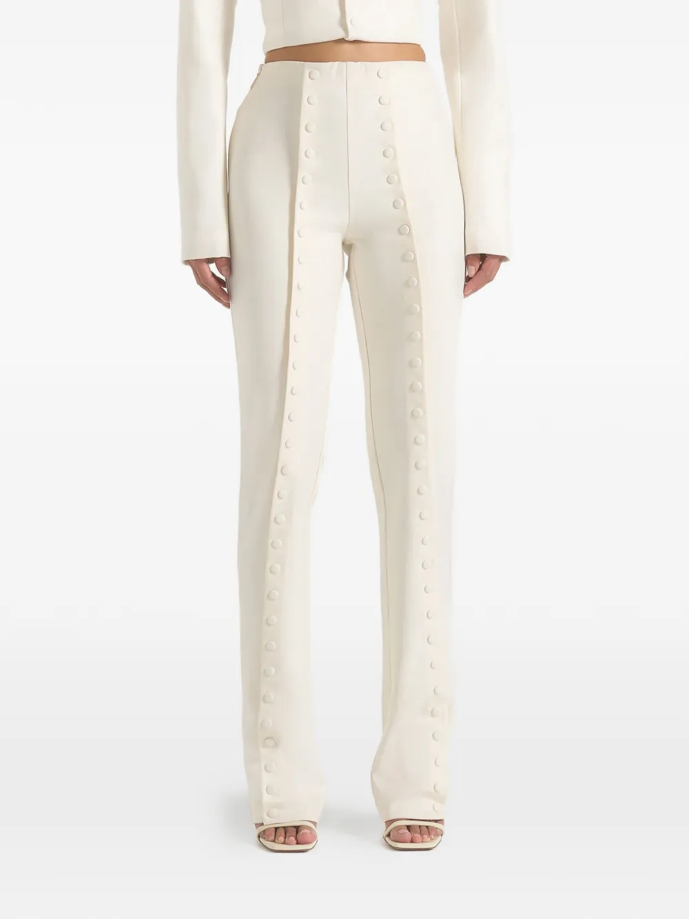 Manière De Voir Therese button-detail trousers - Toni neutri