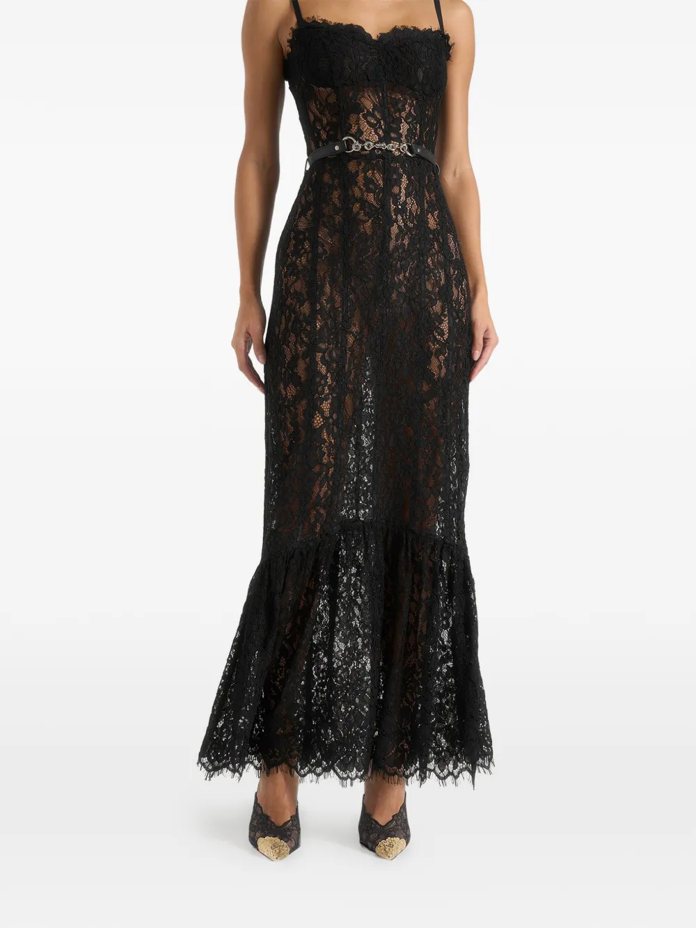 Manière De Voir Freya Spitzenkleid mit Gürtel - Schwarz