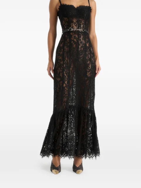 Manière De Voir Freya maxi-jurk met ceintuur en kant