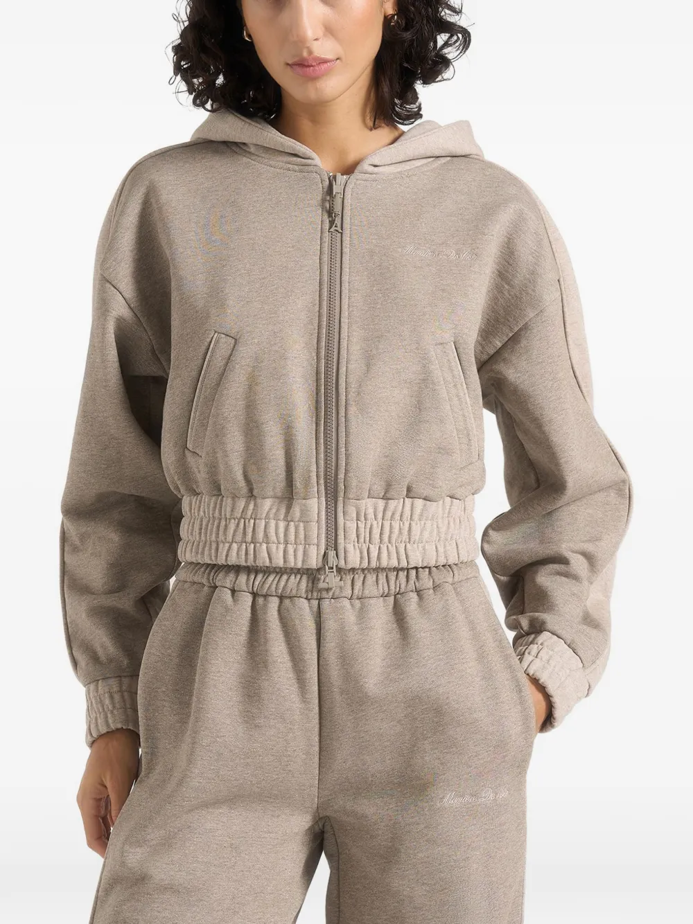Manière De Voir Rayna two-tone cropped hoodie - Nude