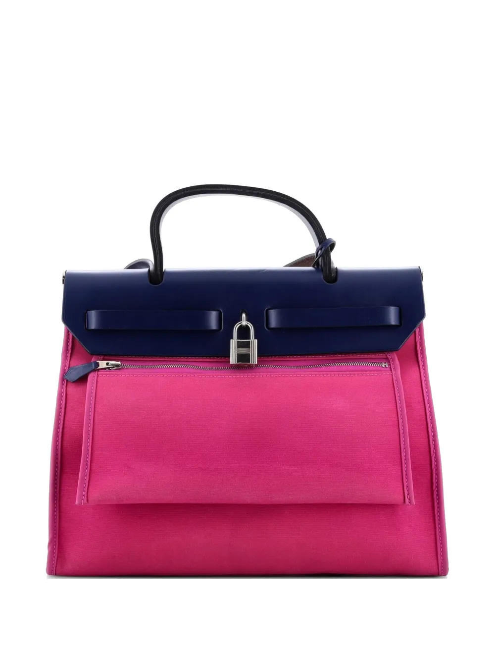 Hermès Pre-Owned Herbag Zip Leather and Toile 31 shoulder bag - Blu