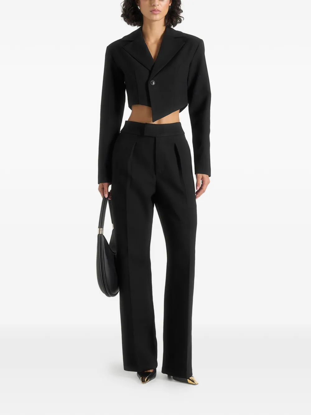 Manière De Voir Dina asymmetrische cropped blazer Zwart