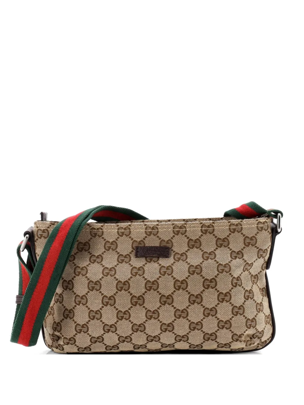 Gucci Pre-Owned Web Strap Messenger Bag GG Canvas Small crossbody bag - Marrone