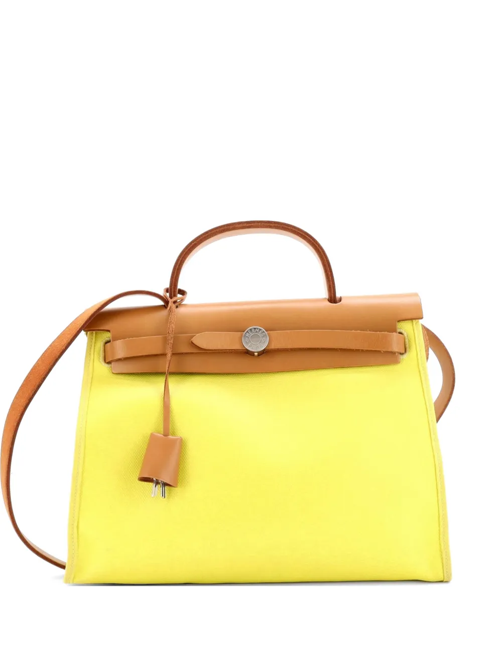 Hermès Pre-Owned Herbag Zip Berline Vache Canvas and Leather 31 shoulder bag - Giallo