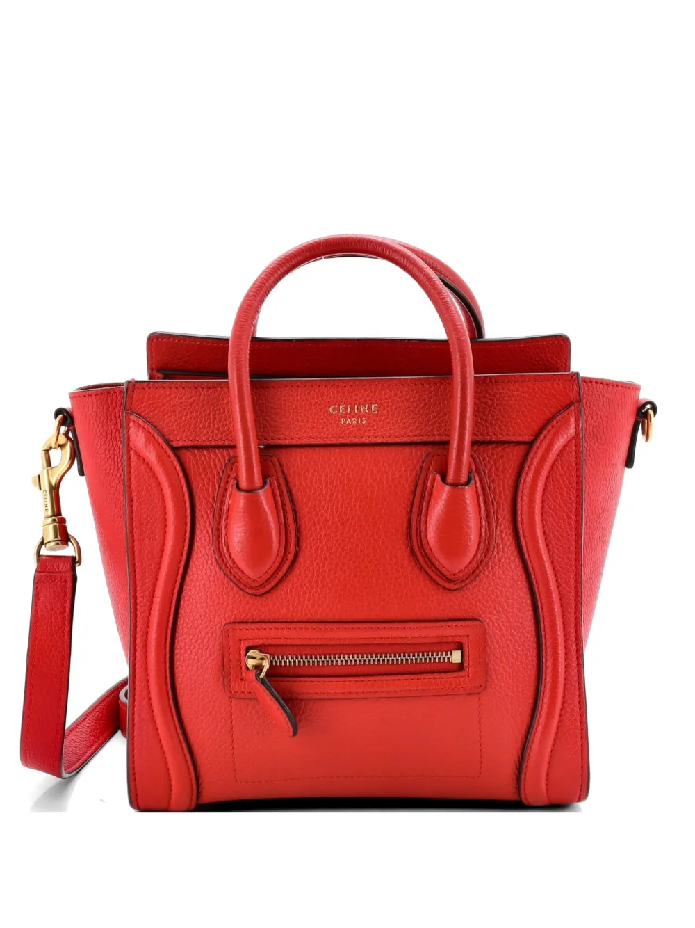 Celine Pre-Owned Luggage Bag Grainy Leather Nano crossbody bag - Rosso