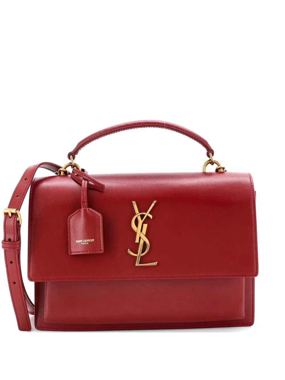 Saint Laurent Mittelgroße Sunset Top Handle Schultertasche in Rot