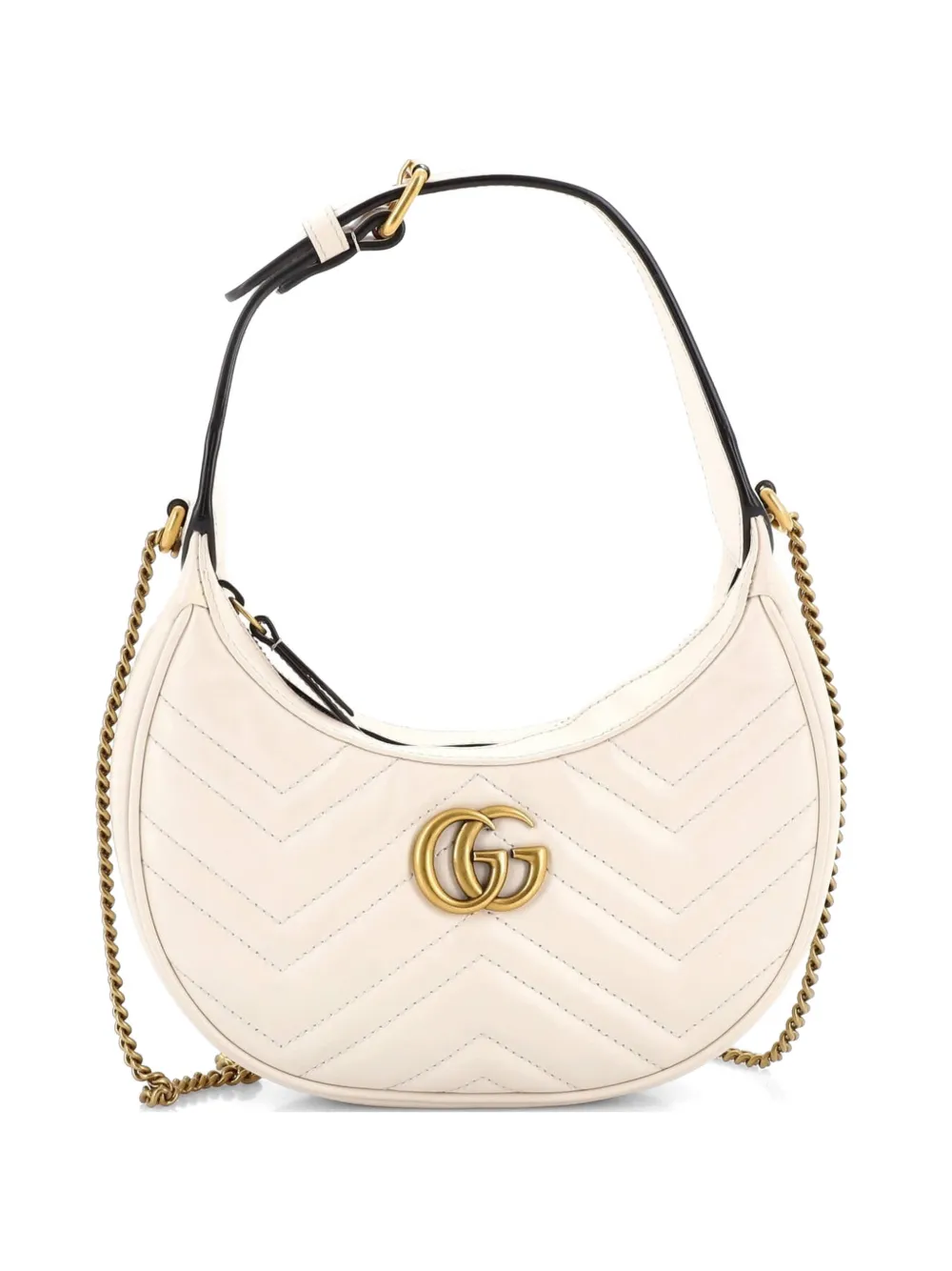 Gucci Pre-Owned GG Marmont Half Moon Matelasse Leather Mini hobo bag - Weiß