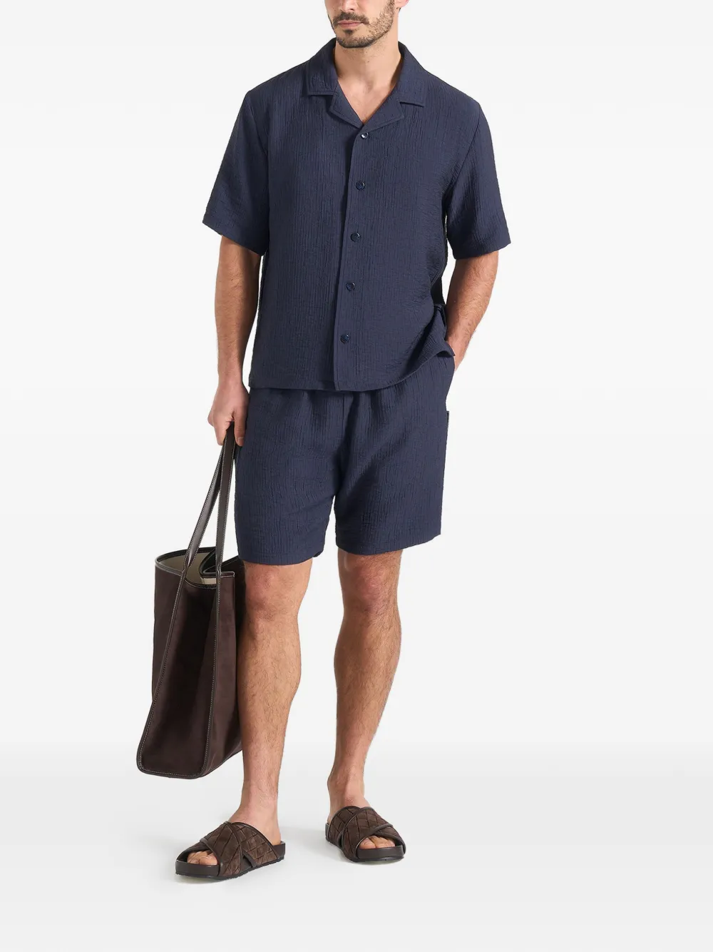 Manière De Voir Ari shorts met textuur Blauw