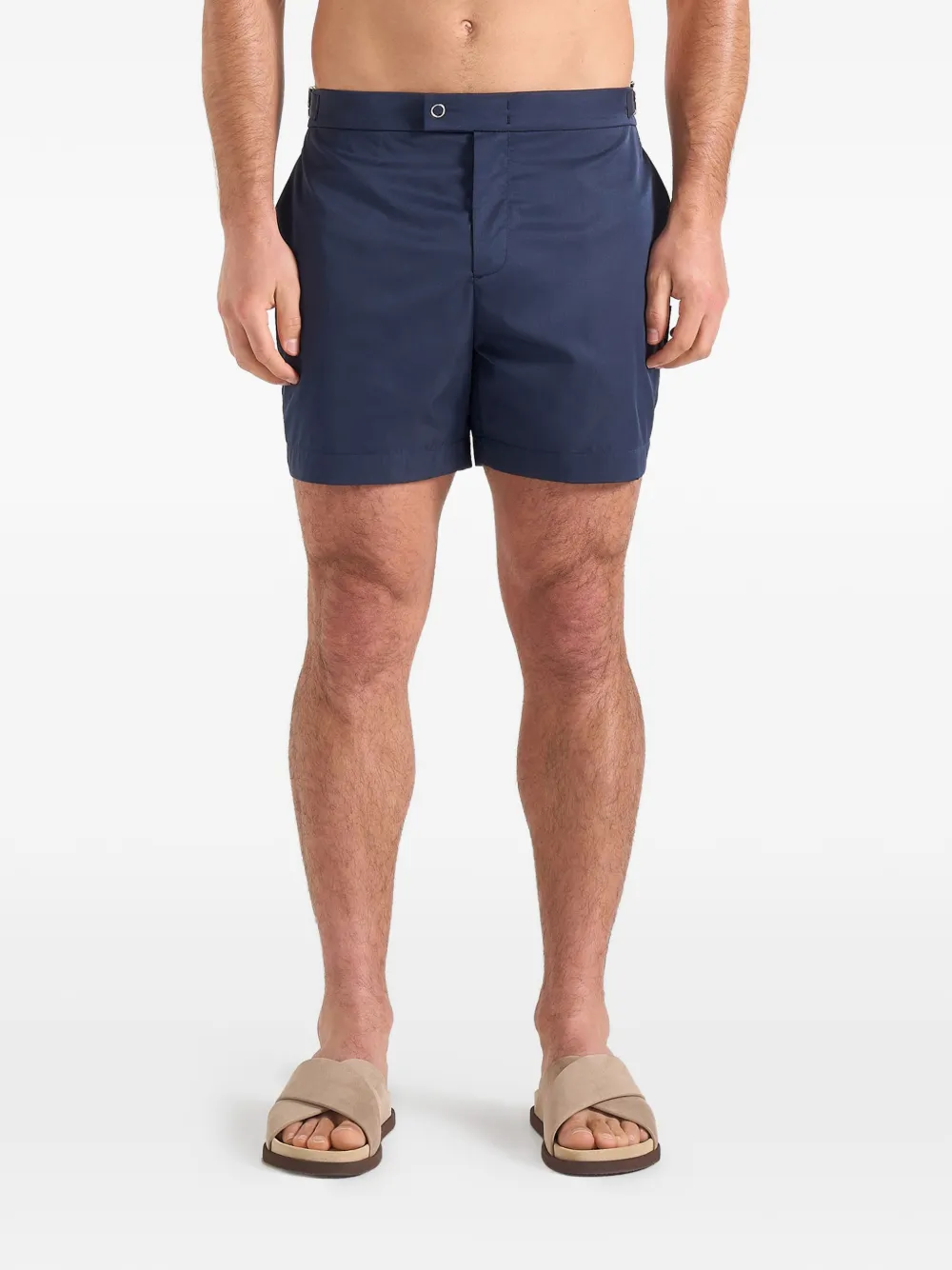 Manière De Voir Brian logo-embossed adjustable-waist swim shorts - Blu