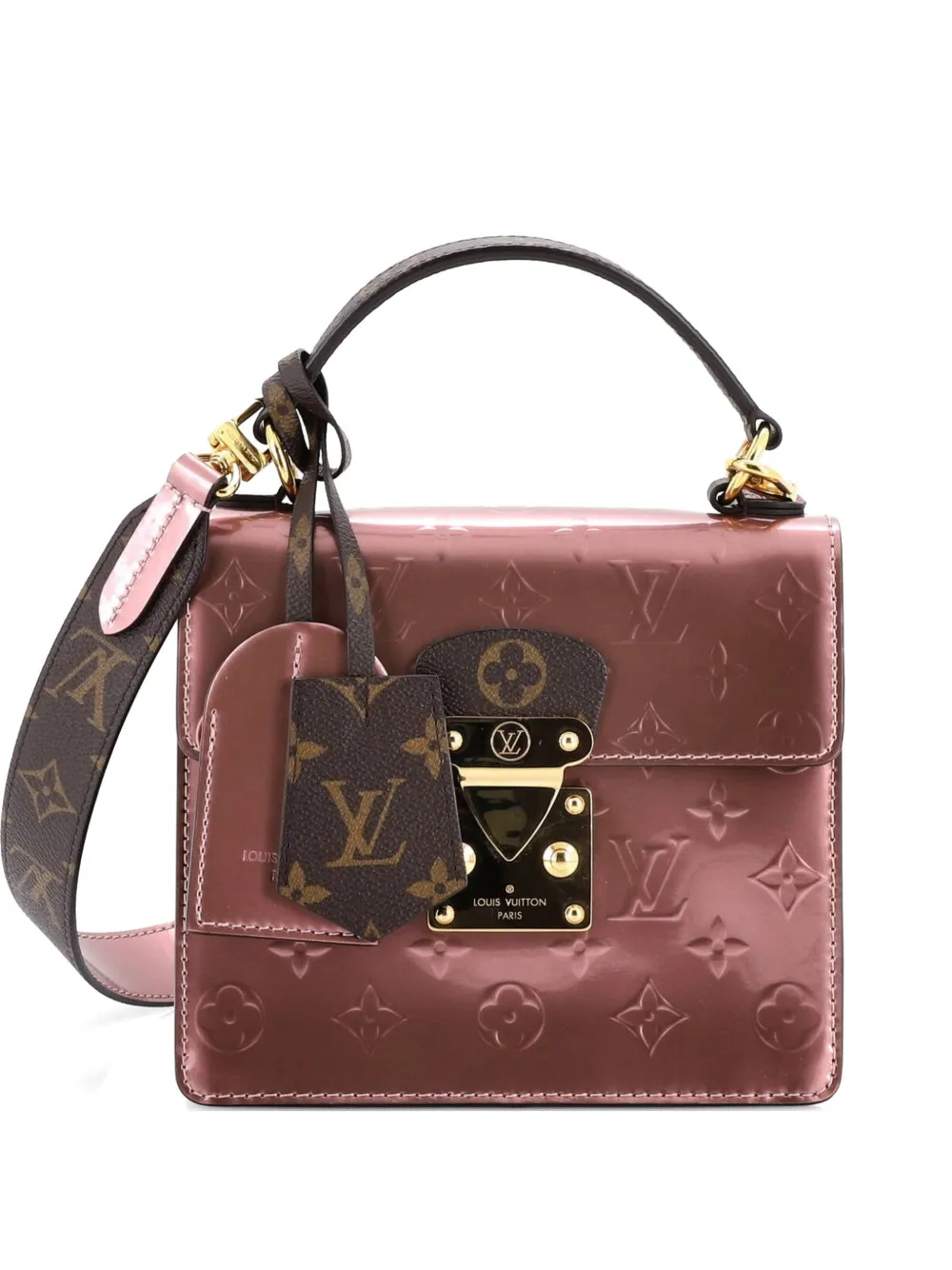 Louis Vuitton Pre-Owned Spring Street NM Handbag Monogram Vernis with Monogram Canvas satchel - Marrone