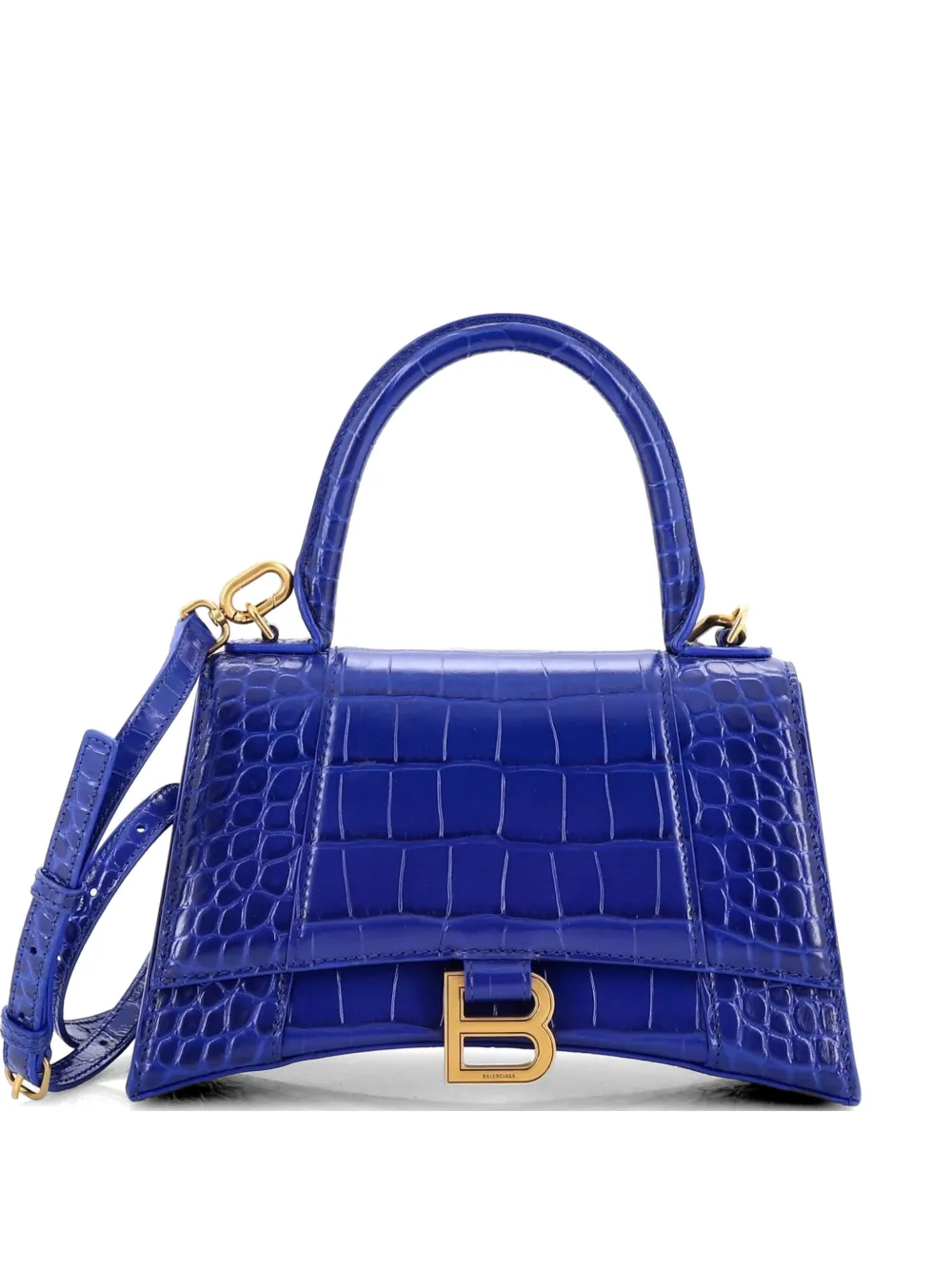 Balenciaga Pre-Owned Hourglass Top Handle Bag Crocodile Embossed Leather Small crossbody bag - Blu