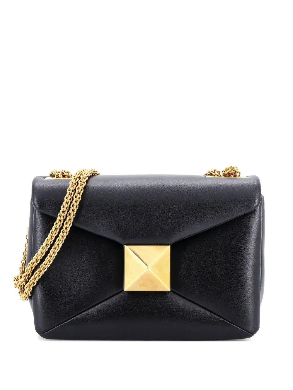 Valentino Garavani Pre-Owned One Stud Chain Flap Bag Leather Small shoulder bag - Schwarz