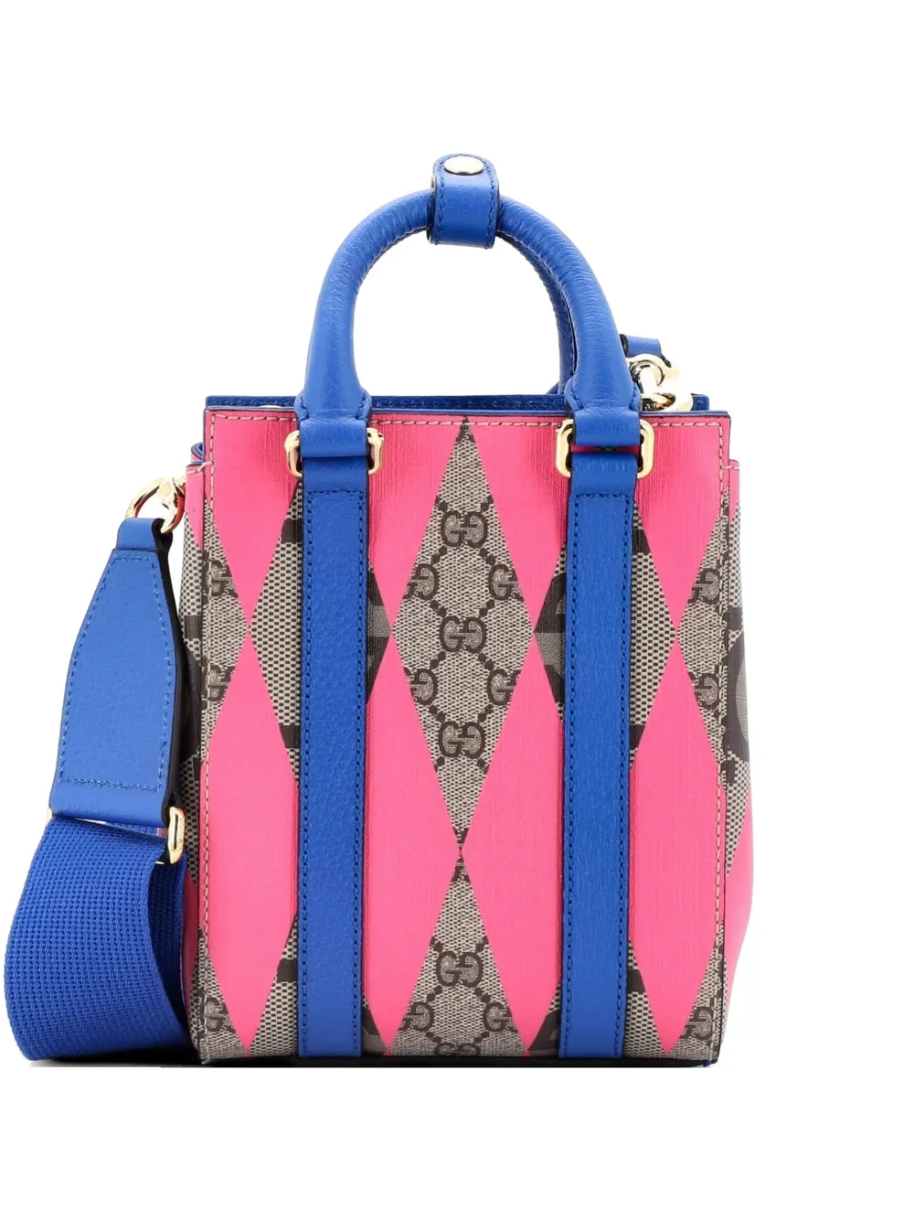 Gucci Pre-Owned Convertible Open Rhombus GG Coated Canvas with Leather Mini tote bag - Blu