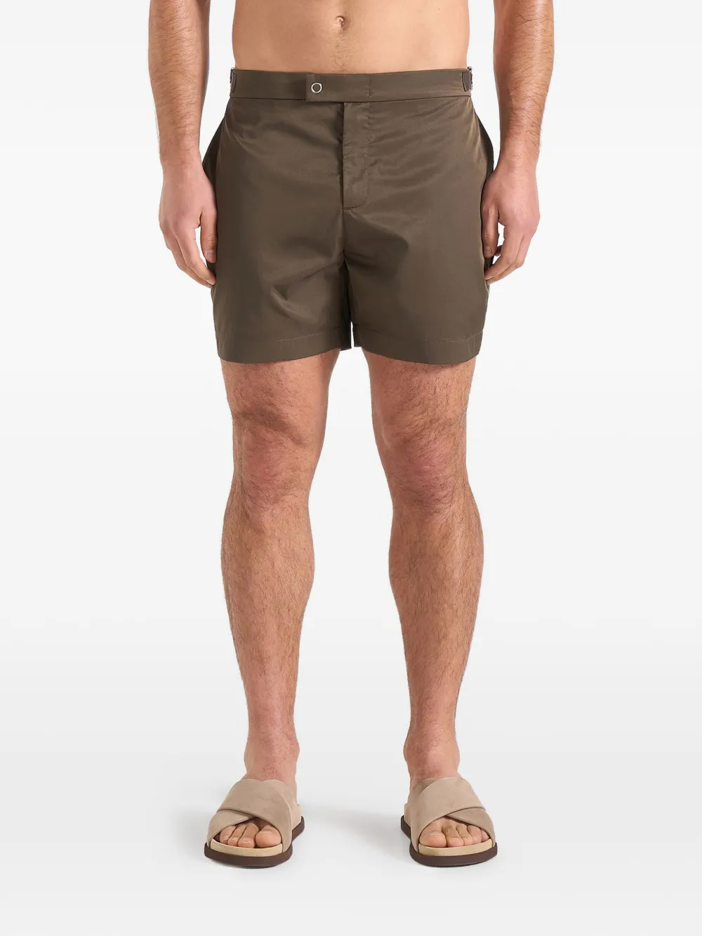 Manière De Voir Brian adjustable-tab welt-pocket swim shorts - Verde