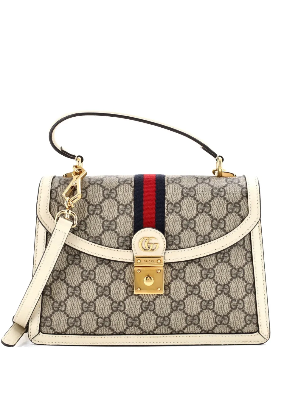 Gucci Pre-Owned Ophidia Flap Top Handle Bag GG Coated Canvas Small satchel - Nude