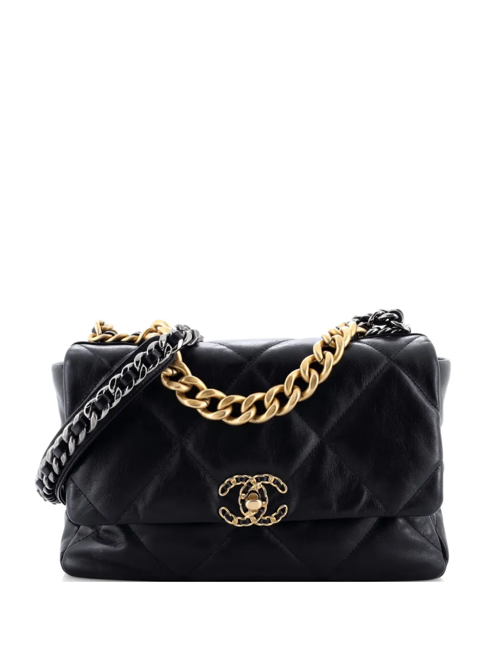 CHANEL Pre-Owned 19 Flap Bag Quilted Leather Large crossbody bag - Black