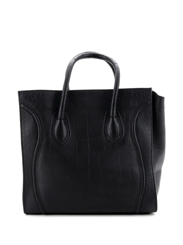 CELINE ブラックレザー ポインテッドトゥ Celine Pre-Owned Phantom Bag Crocodile Embossed Leather Medium