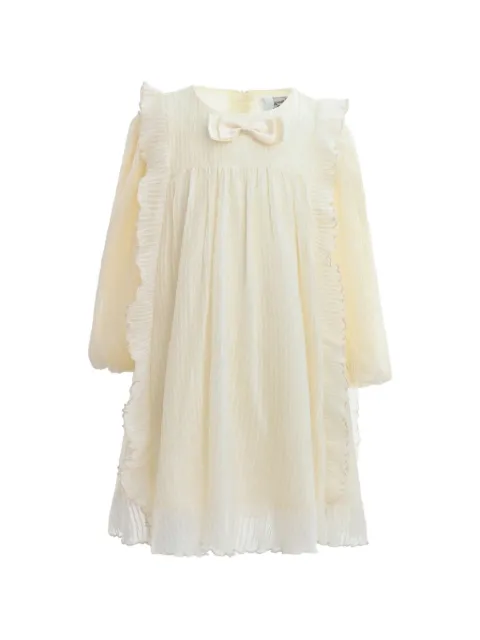 Sweet Cactus pleated bow-detail short dress