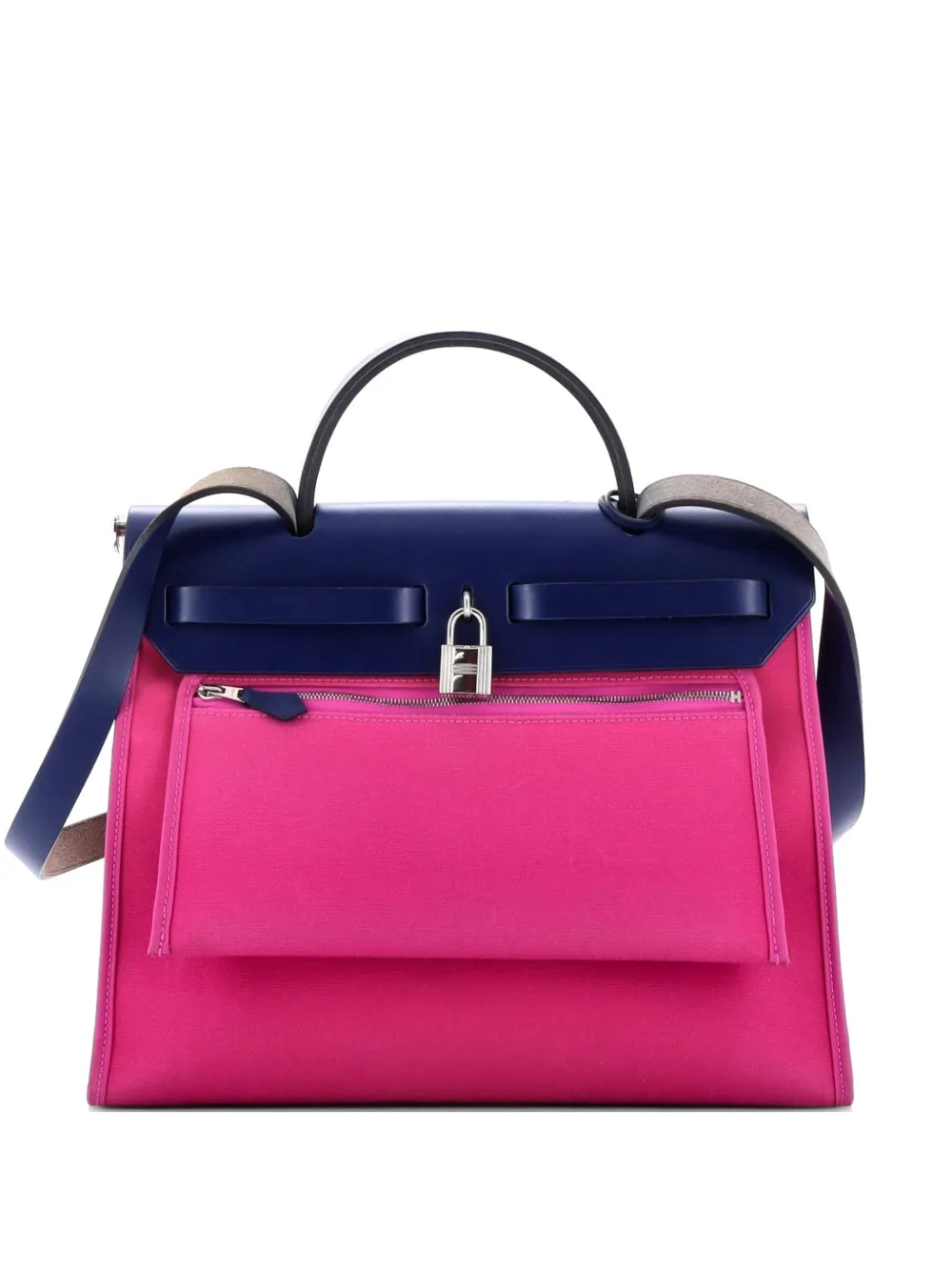 Hermès Pre-Owned Herbag Zip Leather and Toile 31 shoulder bag - Blu