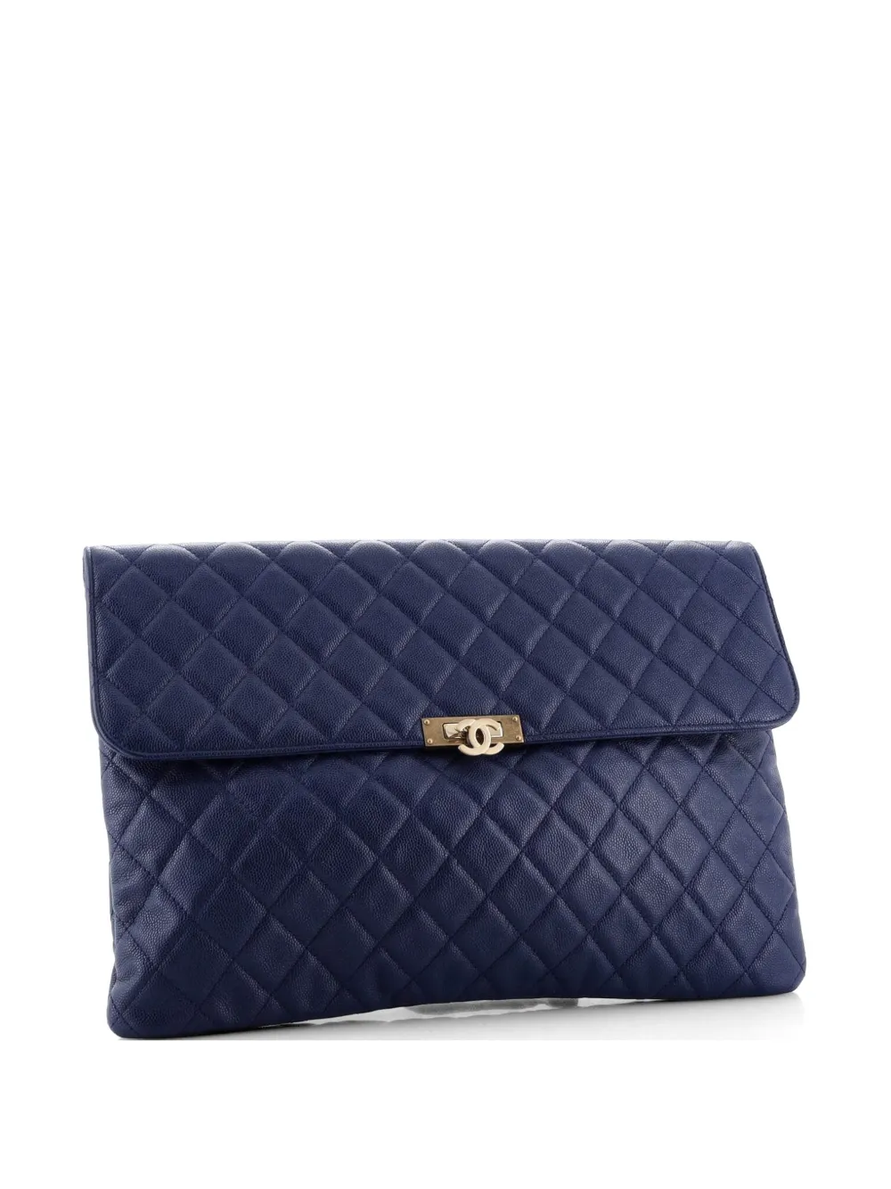 CHANEL Pre-Owned Golden Class O Case Quilted Caviar Large clutch bag - Blu