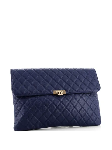 CHANEL Pre-Owned Golden Class O Case Quilted Caviar Large clutch bag